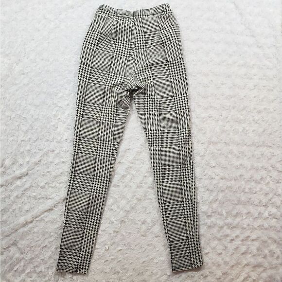 Plaid black and white pull on stretch pants Akira - Picture 4 of 7